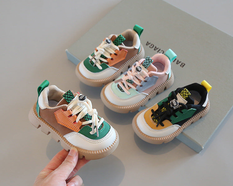 Pantofi de sport cu talpă moale din piele pentru copii