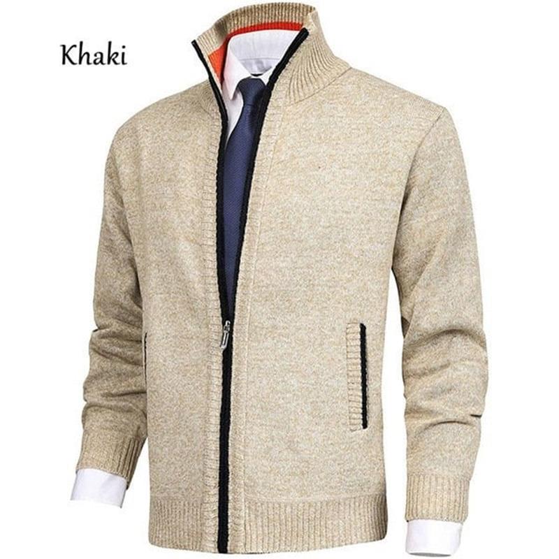 Bărbați de culoare solidă Stand Collar Modă Cardigan pulover pulover tricotat jacheta Knit