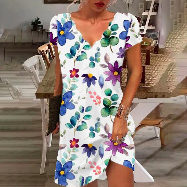 Rochie midi florală de vacanță cu decolteu