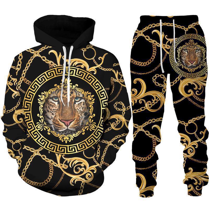Set de 2 piese pantaloni casual cu glugă Golden Tiger
